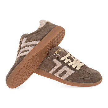 Sneaker Back 70 Cloud in suede con talloncino e logo in teddy beige - 3