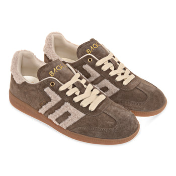 Sneaker Back 70 Cloud in suede con talloncino e logo in teddy beige - 5