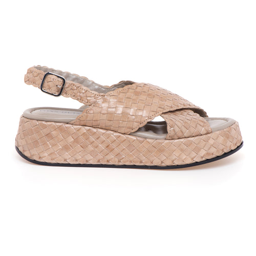 Sandalo Pons Quintana in pelle intrecciata con doppia fascia incrociata