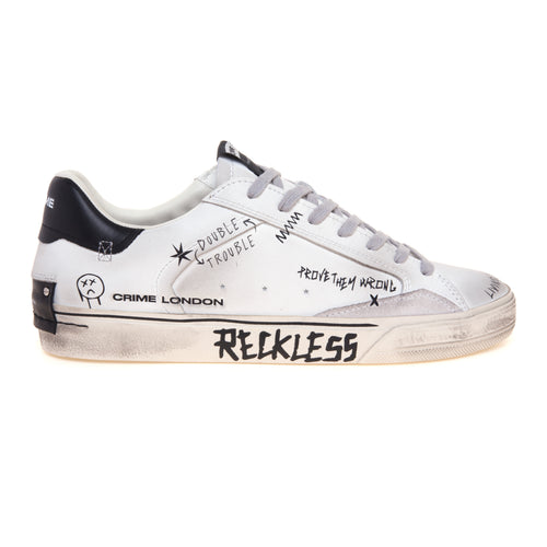 Sneaker Crime London Deconstructed in pelle anticata con lettering effetto scritto a mano - 1