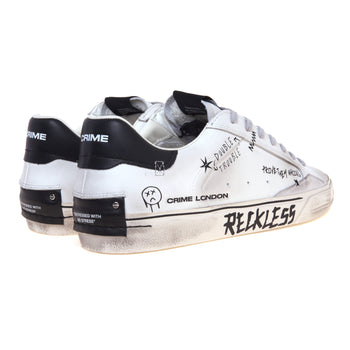 Sneaker Crime London Deconstructed in pelle anticata con lettering effetto scritto a mano - 3