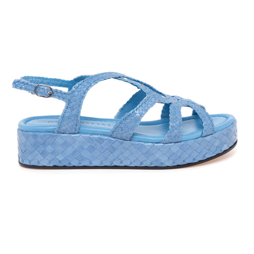 Sandalo flat Pons Quintana in pelle intrecciata con platform