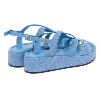 Sandalo flat Pons Quintana in pelle intrecciata con platform - 3