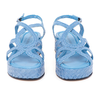 Sandalo flat Pons Quintana in pelle intrecciata con platform - 5