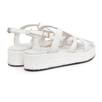 Sandalo flat Pons Quintana in pelle intrecciata con platform - 3