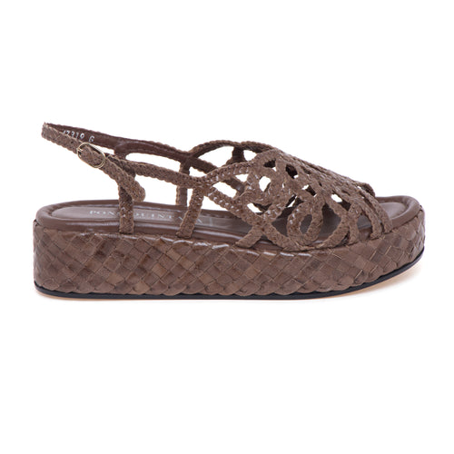 Sandalo Pons Quintana in pelle intrecciata con platform