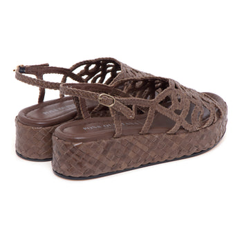 Sandalo Pons Quintana in pelle intrecciata con platform - 3