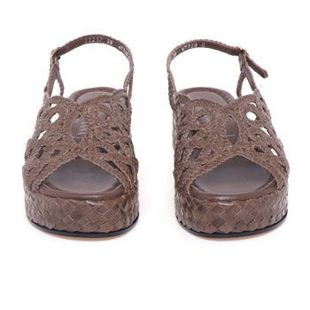 Sandalo Pons Quintana in pelle intrecciata con platform - 5