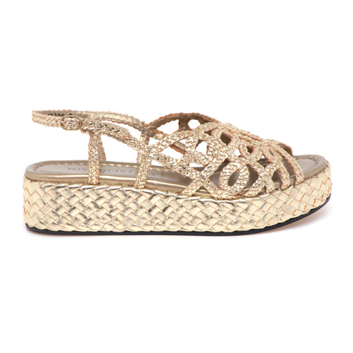 Sandalo Pons Quintana in pelle intrecciata con platform
