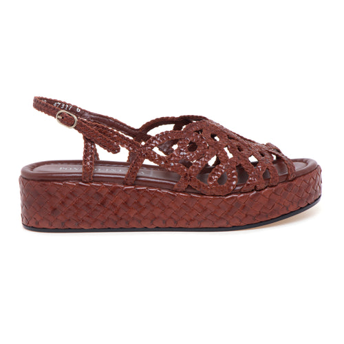 Sandalo Pons Quintana in pelle intrecciata con platform