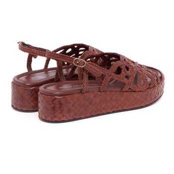 Sandalo Pons Quintana in pelle intrecciata con platform - 3