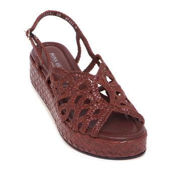 Sandalo Pons Quintana in pelle intrecciata con platform - 4