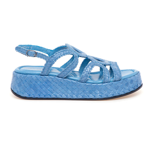 Sandalo flat Pons Quintana in pelle intreccata e platform