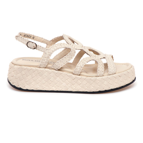 Sandalo flat Pons Quintana in pelle intreccata e platform