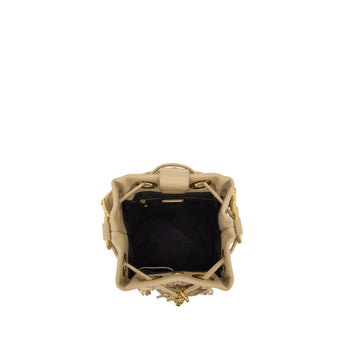 Borsa secchiello La Carrie Ficus in rafia ed ecopelle con frange e borchie - 5