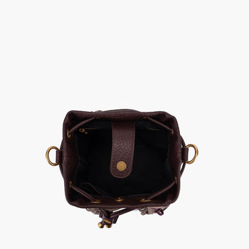 Borsa a secchiello La Carrie Jungle in ecopelle martellata con borchie e frange - 5