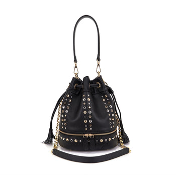 Borsa a secchiello La Carrie Explosion in ecopelle con borchie - 3