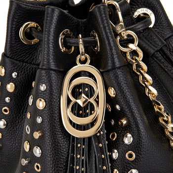 Borsa a secchiello La Carrie Explosion in ecopelle con borchie - 4