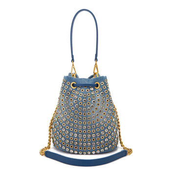 Secchiello La Carrie Andromeda in denim con borchie e strass - 3