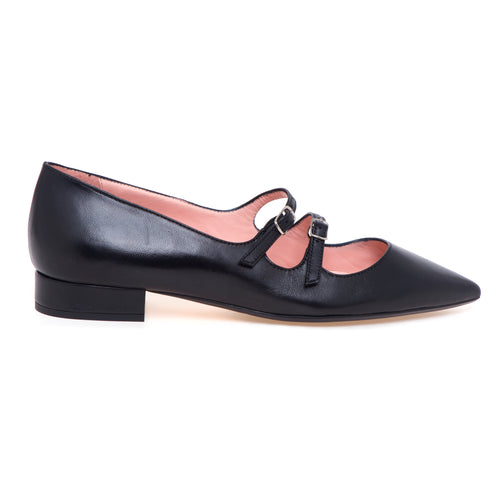 Mary jane Anna F. in nappa nera con tacco 20 mm