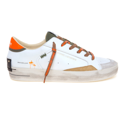 Sneaker Crime London SK8 Deluxe in pelle con dettagli arancio fluo, ambra e militare