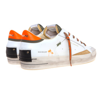 Sneaker Crime London SK8 Deluxe in pelle con dettagli arancio fluo, ambra e militare - 3
