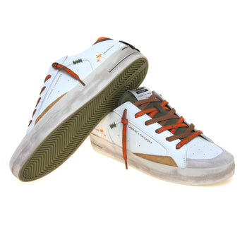 Sneaker Crime London SK8 Deluxe in pelle con dettagli arancio fluo, ambra e militare - 4