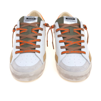 Sneaker Crime London SK8 Deluxe in pelle con dettagli arancio fluo, ambra e militare - 5