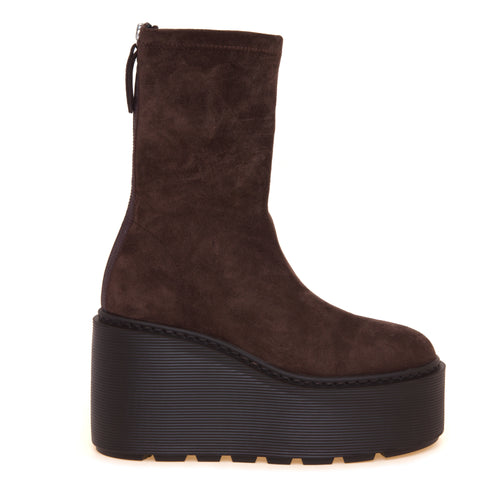 Tronchetto Vic Matié in camoscio stretch e zeppa in gomma extra light 10 cm - 1