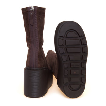 Tronchetto Vic Matié in camoscio stretch e zeppa in gomma extra light 10 cm - 4