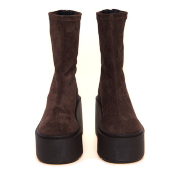 Tronchetto Vic Matié in camoscio stretch e zeppa in gomma extra light 10 cm - 5