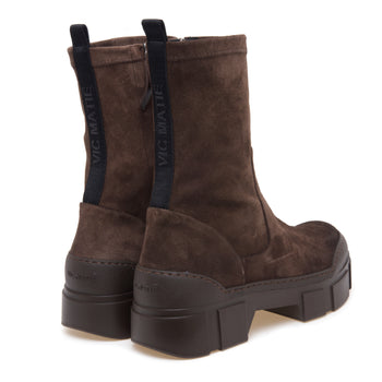 Tronchetto Vic Matiè in camoscio con gambale stretch e suola in gomma - 3