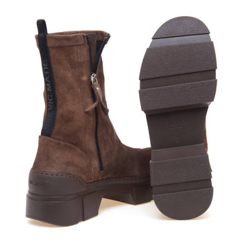 Tronchetto Vic Matiè in camoscio con gambale stretch e suola in gomma - 4