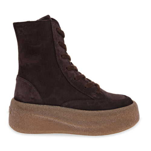 Polacco Vic Matié in camoscio con lacci in lana e maxi platform in para - 1