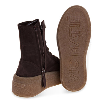 Polacco Vic Matié in camoscio con lacci in lana e maxi platform in para - 4
