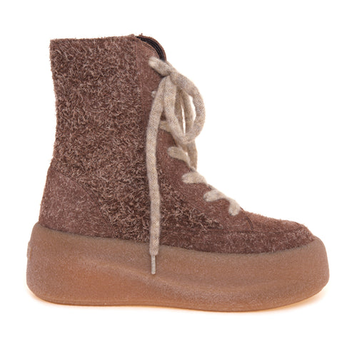 Polacco Vic Matié in hairy suede con lacci in lana e maxi platform in para - 1