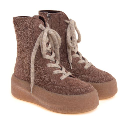 Polacco Vic Matié in hairy suede con lacci in lana e maxi platform in para - 2