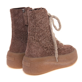 Polacco Vic Matié in hairy suede con lacci in lana e maxi platform in para - 3