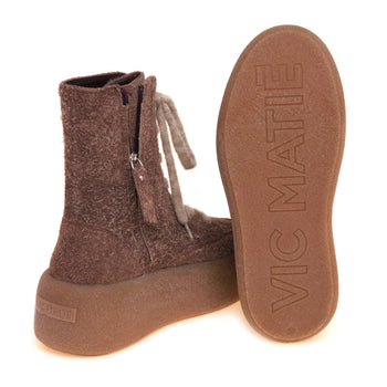 Polacco Vic Matié in hairy suede con lacci in lana e maxi platform in para - 4
