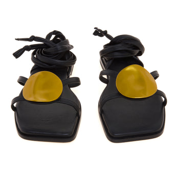 Sandalo flat Vic Matiè allacciato alla schiava con placca in metallo ottone - 5