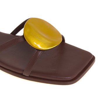 Sandalo flat Vic Matiè allacciato alla schiava con placca in metallo ottone - 4