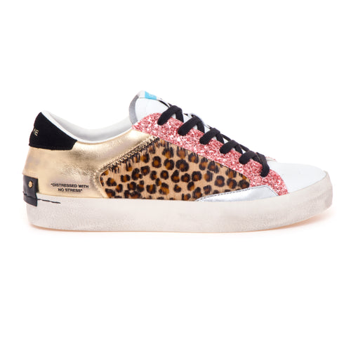 Sneaker Crime London "Distresses" in pelle, cavallino e glitter