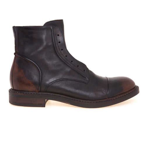 Stivaletto senza lacci Pawelk's in pelle anticata con suola in cuoio e gomma - 1