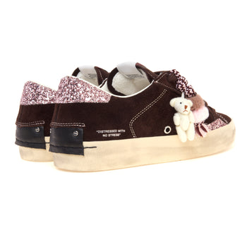 Sneaker Crime London Distressed in camoscio con inserti glitter e charm teddy - 3