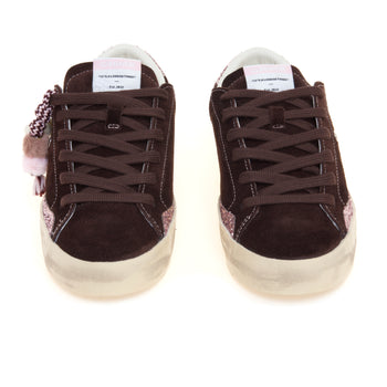 Sneaker Crime London Distressed in camoscio con inserti glitter e charm teddy - 5