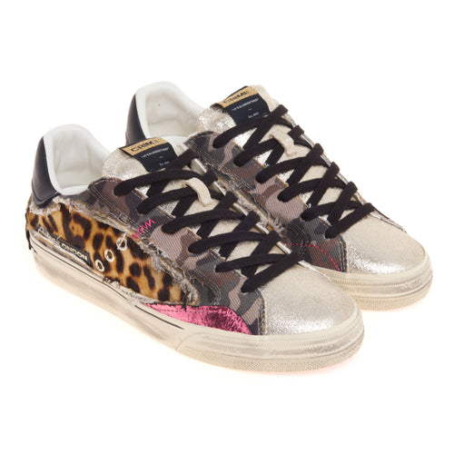 Sneaker Crime London Deconstructed in denim camuflage e cavallino maculato - 2
