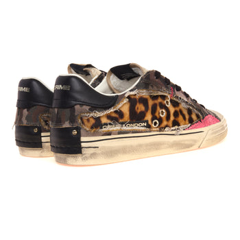 Sneaker Crime London Deconstructed in denim camuflage e cavallino maculato - 3