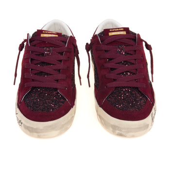 Sneaker Crime London Sk8 Deluxe in glitter e suede con lettering "night fever" - 5