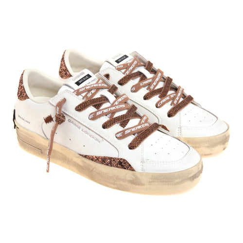 Sneaker Crime London Sk8 Deluxe in pelle con inserti in glitter e lacci con strass - 2