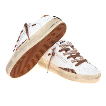 Sneaker Crime London Sk8 Deluxe in pelle con inserti in glitter e lacci con strass - 4